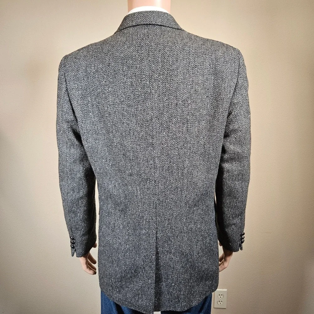 Austin Manor Mens Grey Tweed Blazer Sport Coat 44R Made in USA Two Button 4218-4